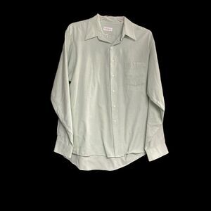 VAN HEUSEN Men’s Wrinkle‎ Free Green Shirt Size 17 36/37 X Large Long Sleeve